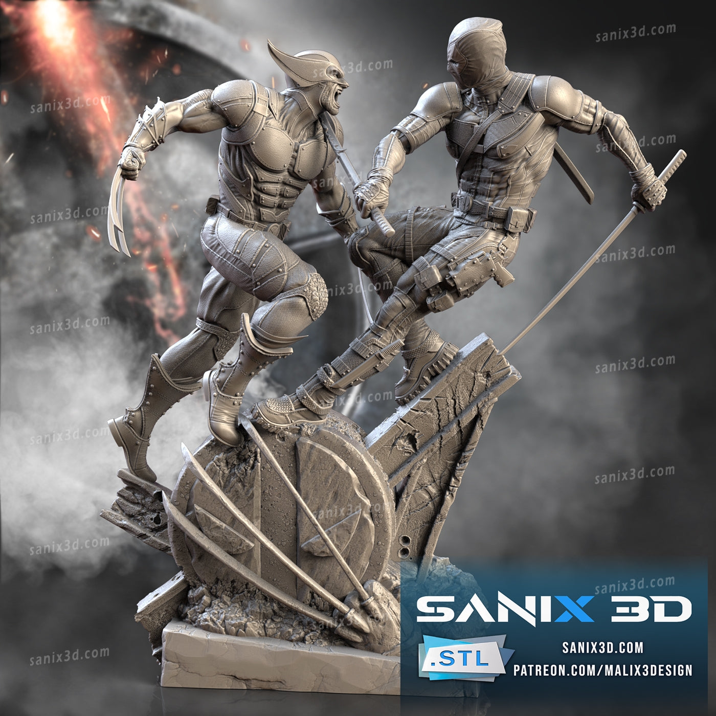 Deadpool VS Wolverine Statue