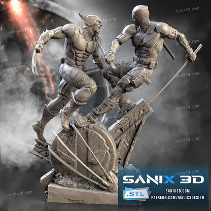 Deadpool VS Wolverine Statue