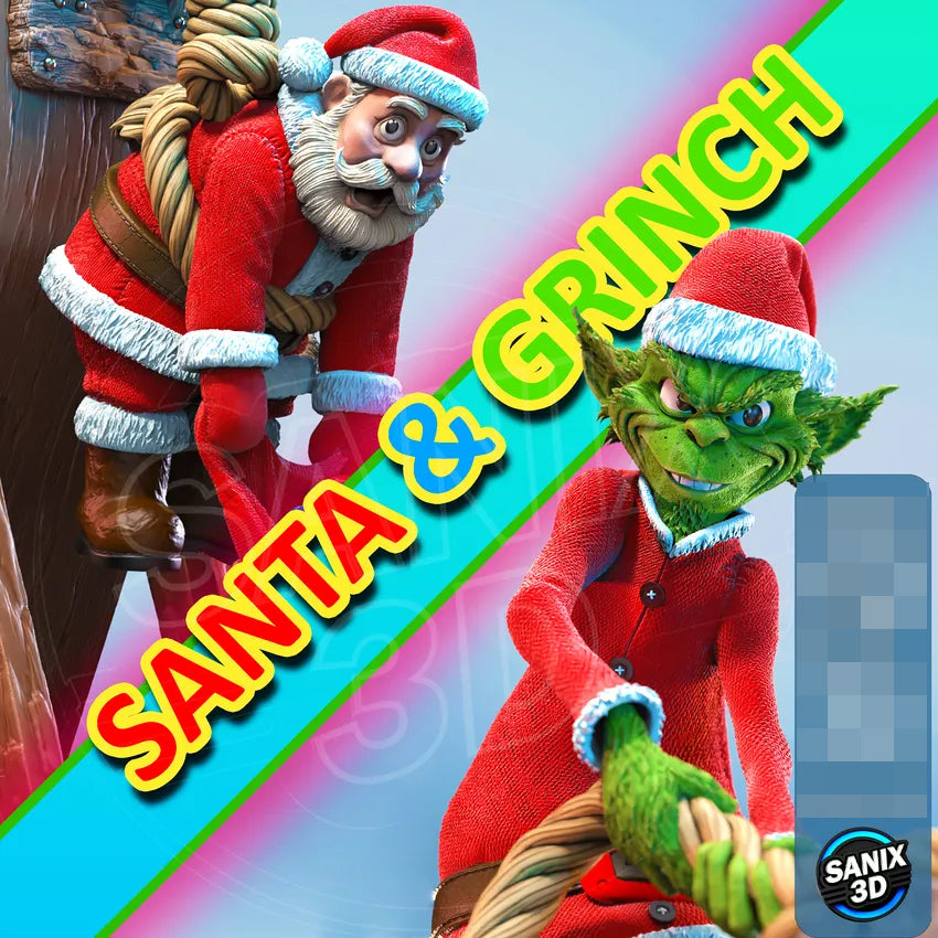 Santa & Grinch Statue