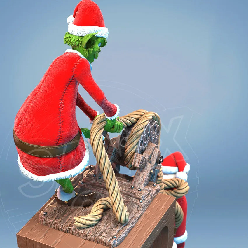 Santa & Grinch Statue