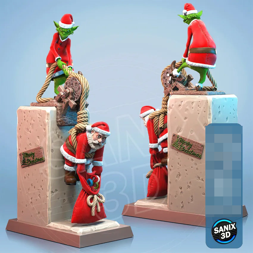 Santa & Grinch Statue