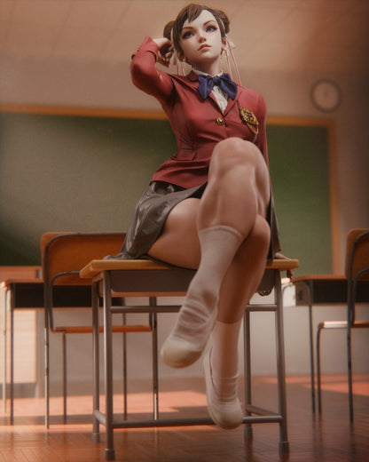 Chun-Li (School Uniform) Statue 3D-Printed Kit