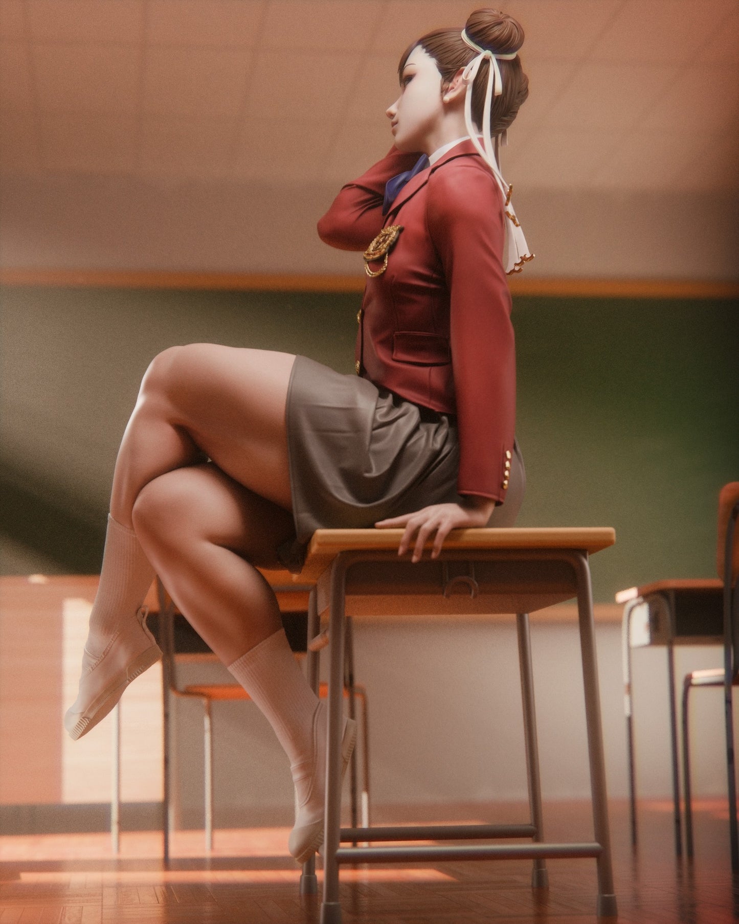 Chun-Li (School Uniform) Statue 3D-Printed Kit