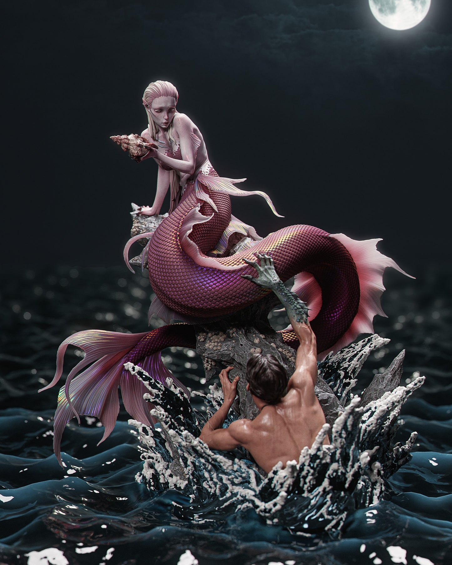 Mermaid Statue 3D-Printed Kit