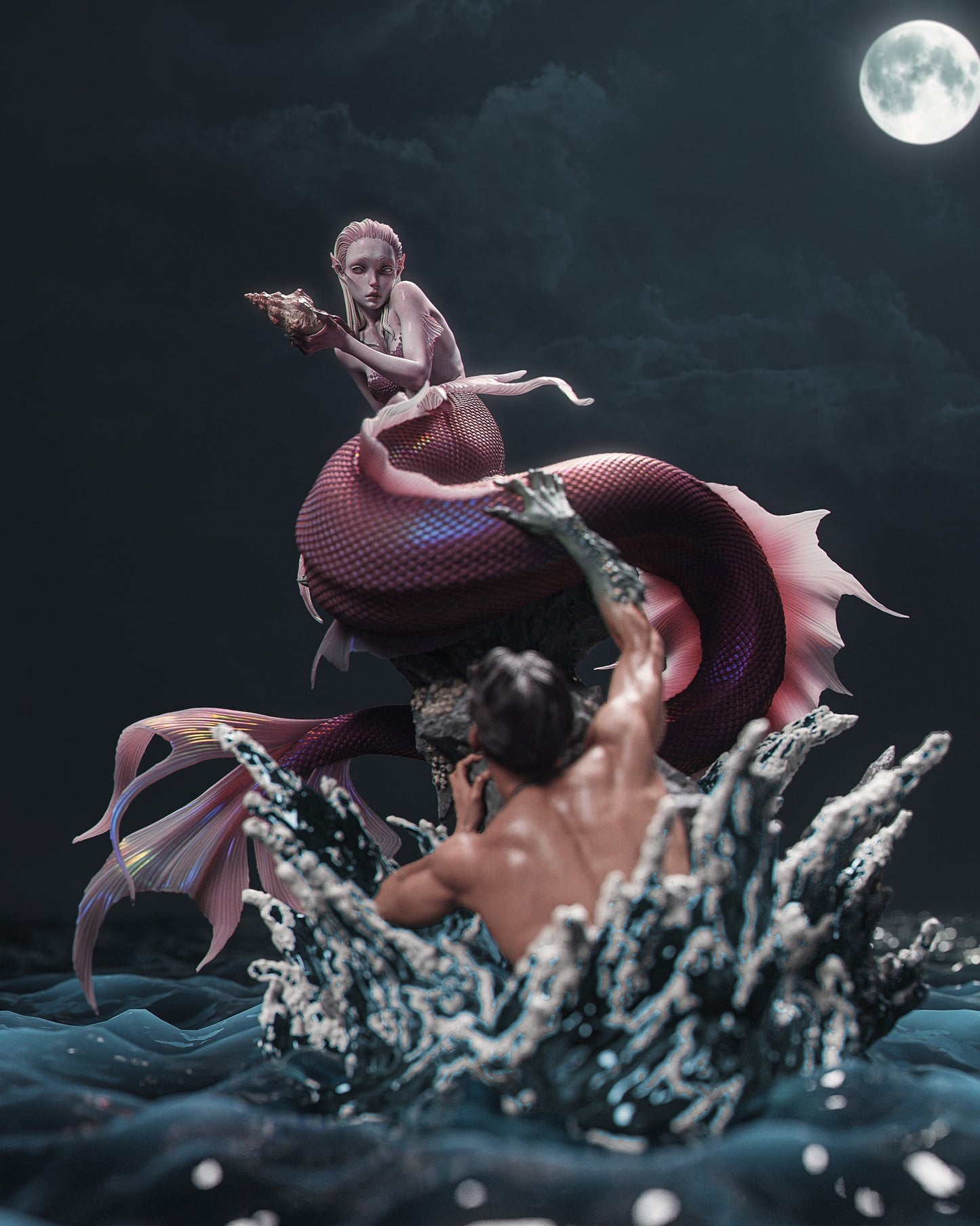 Mermaid Statue 3D-Printed Kit