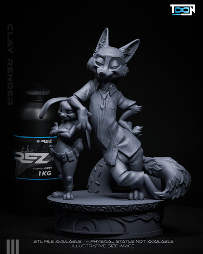 Nick Wylde And Juddy Hopps Statue 3D-Printed Kit