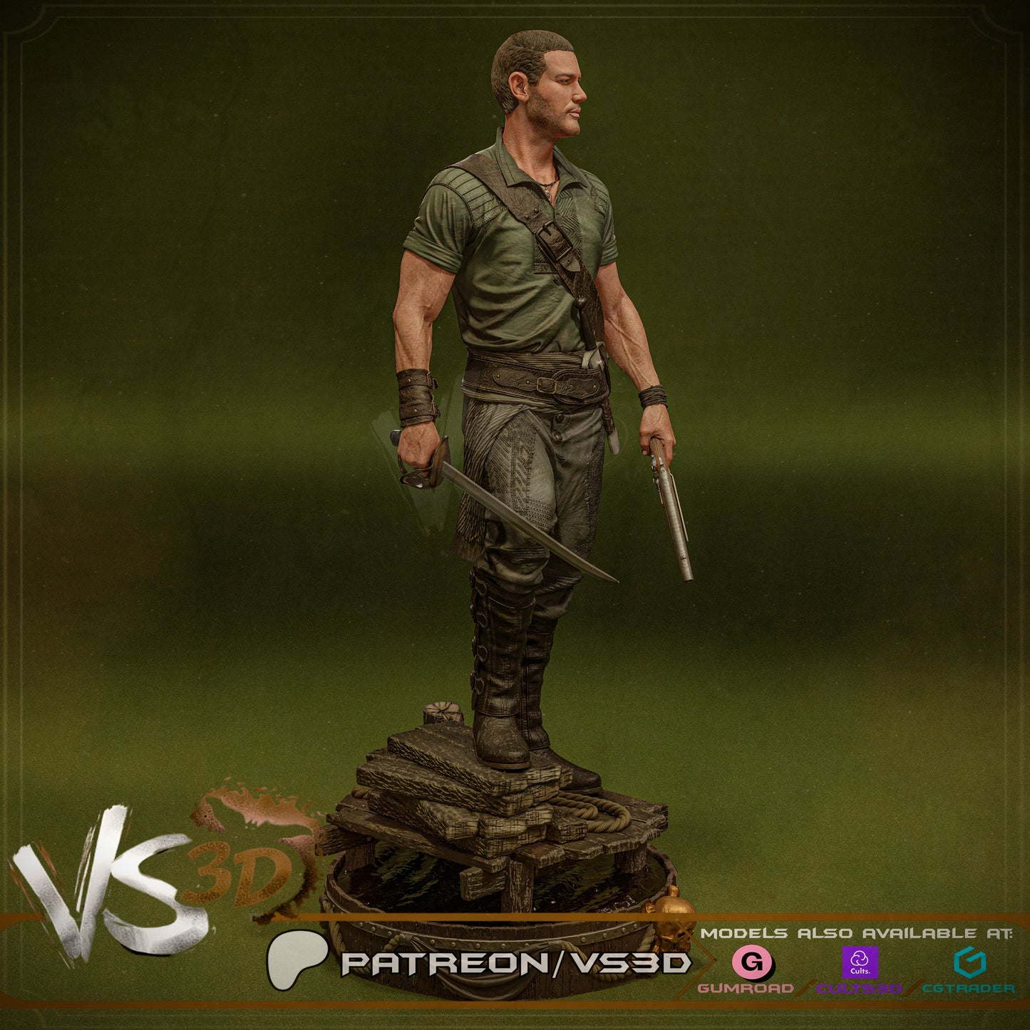 Billy Bones Statue 3D-Printed Kit