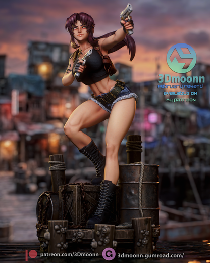 Revy (Black Lagoon) Statue 3D-Printed Kit