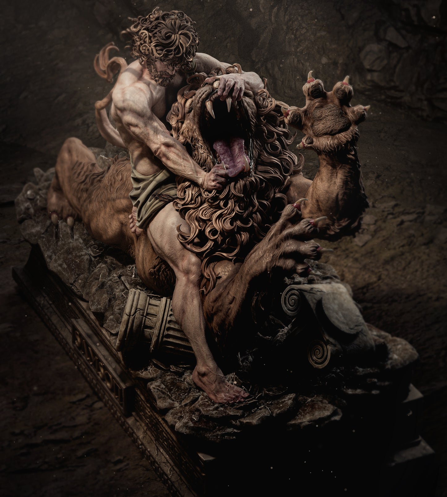 Samson Vs The Lion Statue 3D-Printed Kit