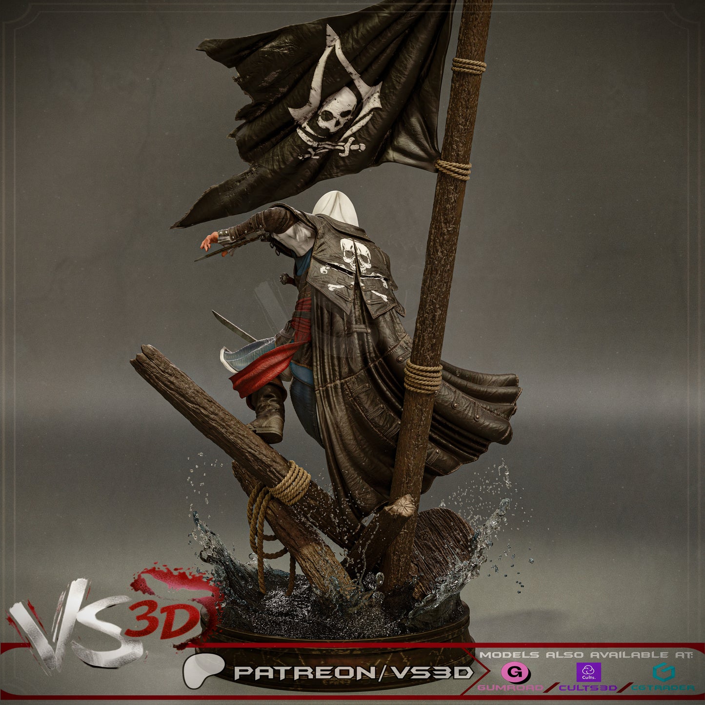 Edward Kenway Statue 3D-Printed Kit