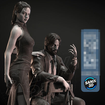Ballerina & John Wick Statue