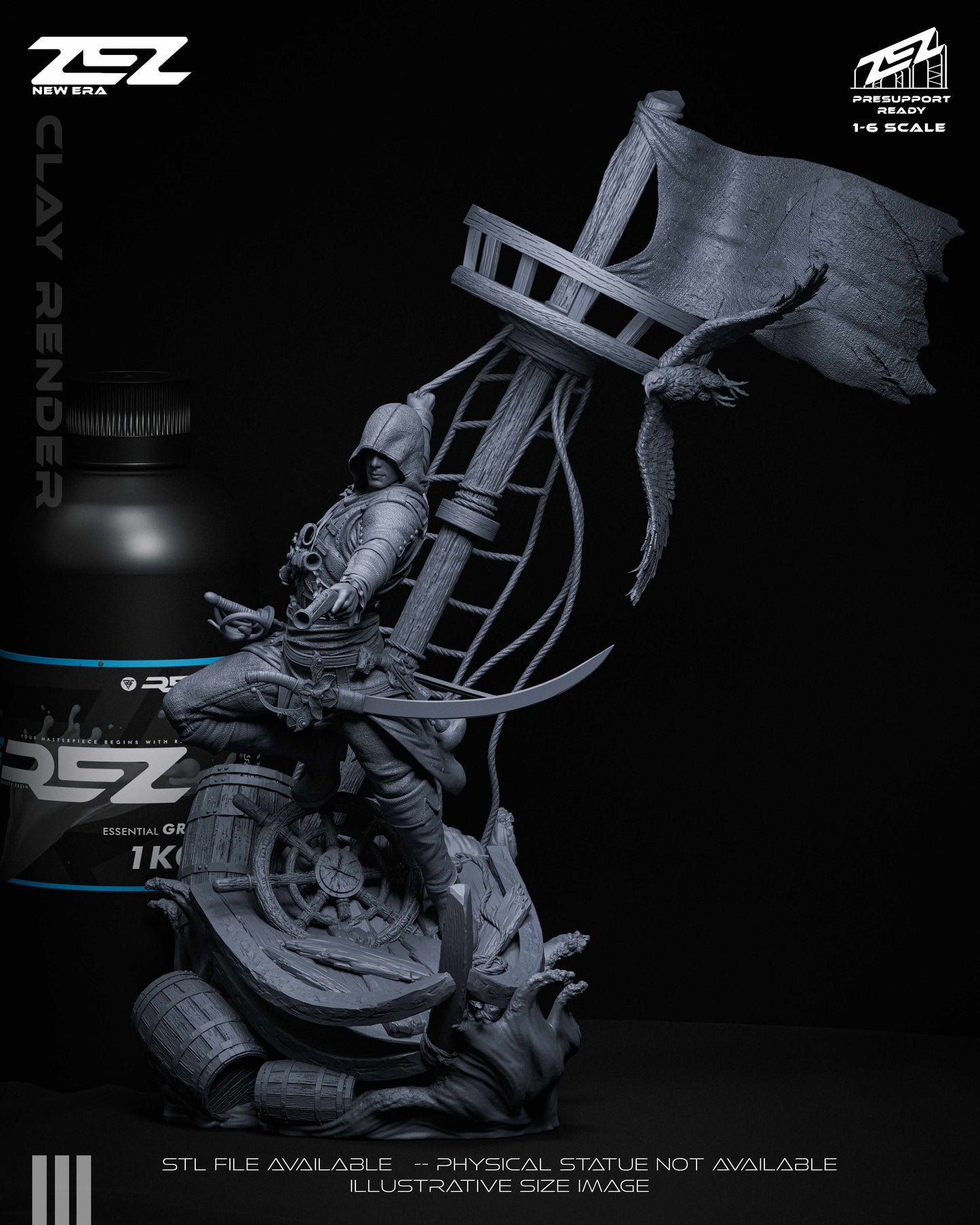 Edward Kenway Statue 3D-Printed Kit