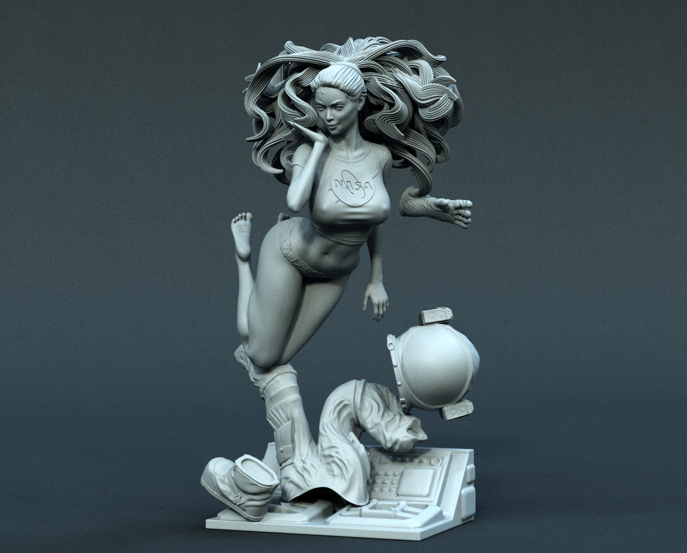 Astronaut Pinup Statue 3D-Printed Kit