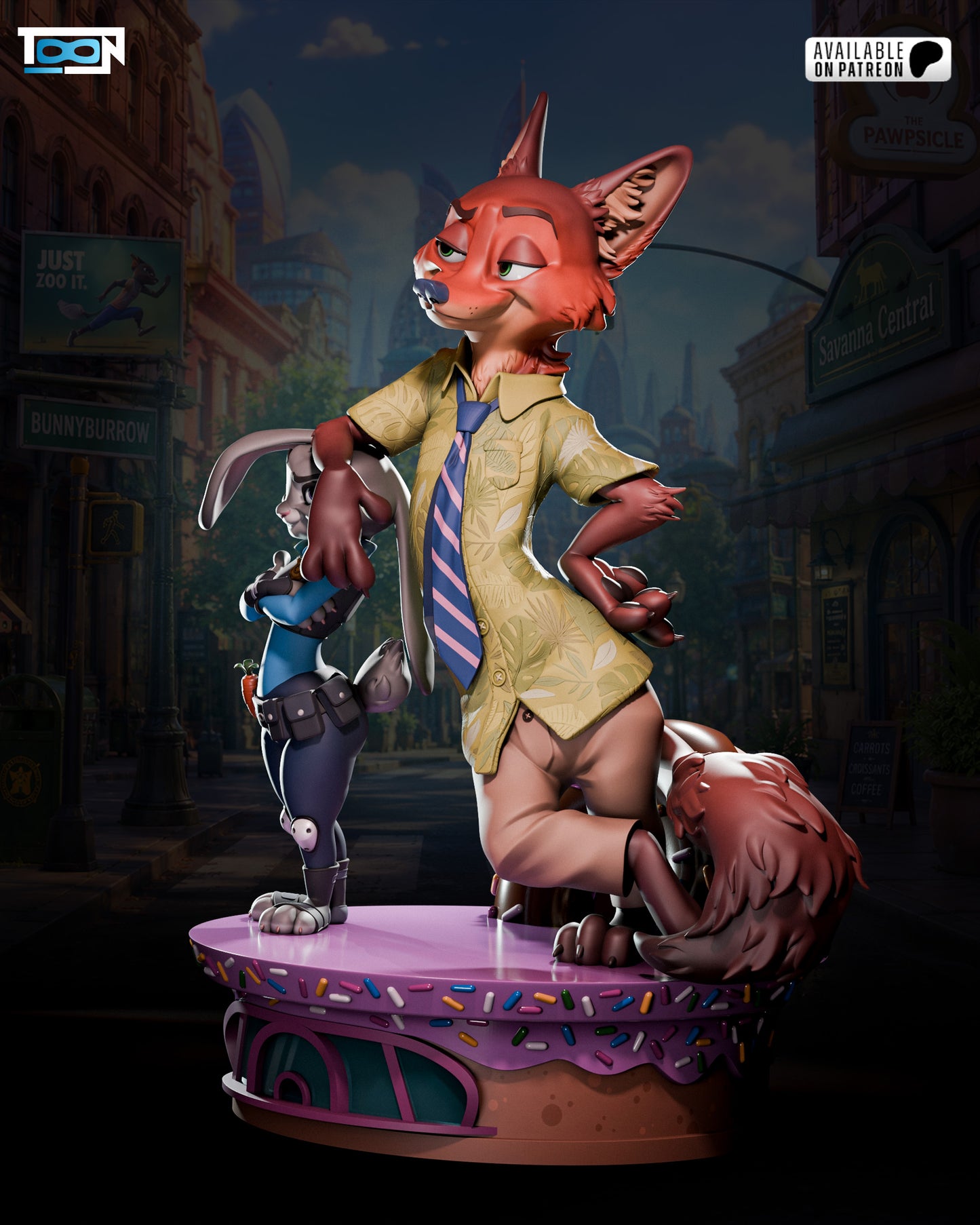Nick Wylde And Juddy Hopps Statue 3D-Printed Kit