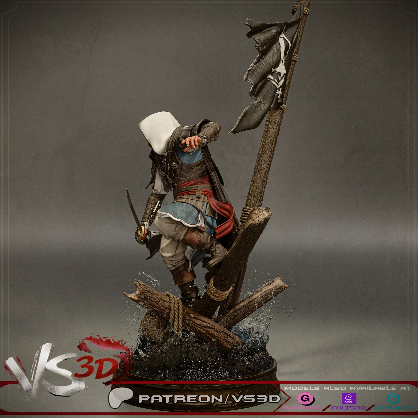 Edward Kenway Statue 3D-Printed Kit
