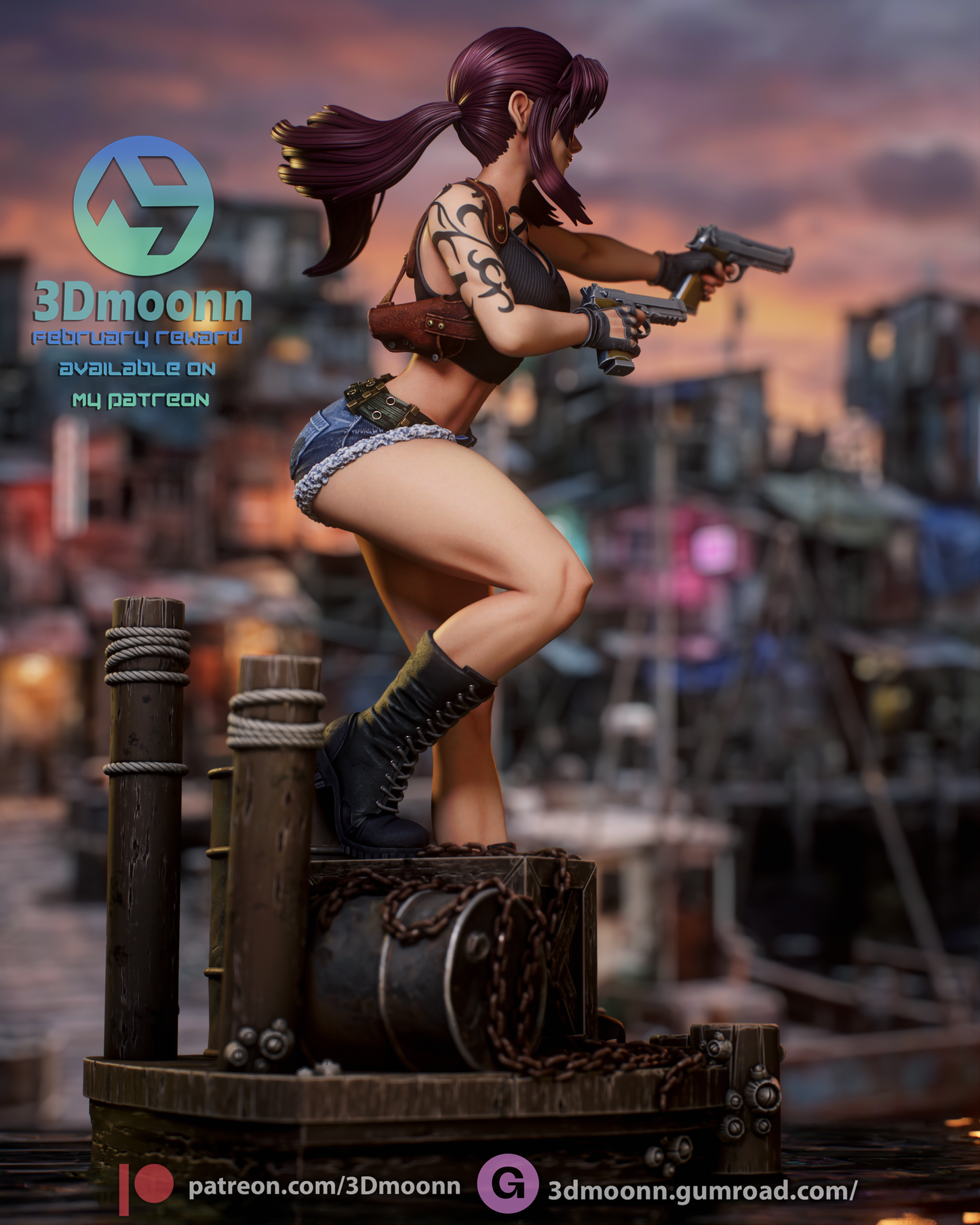 Revy (Black Lagoon) Statue 3D-Printed Kit