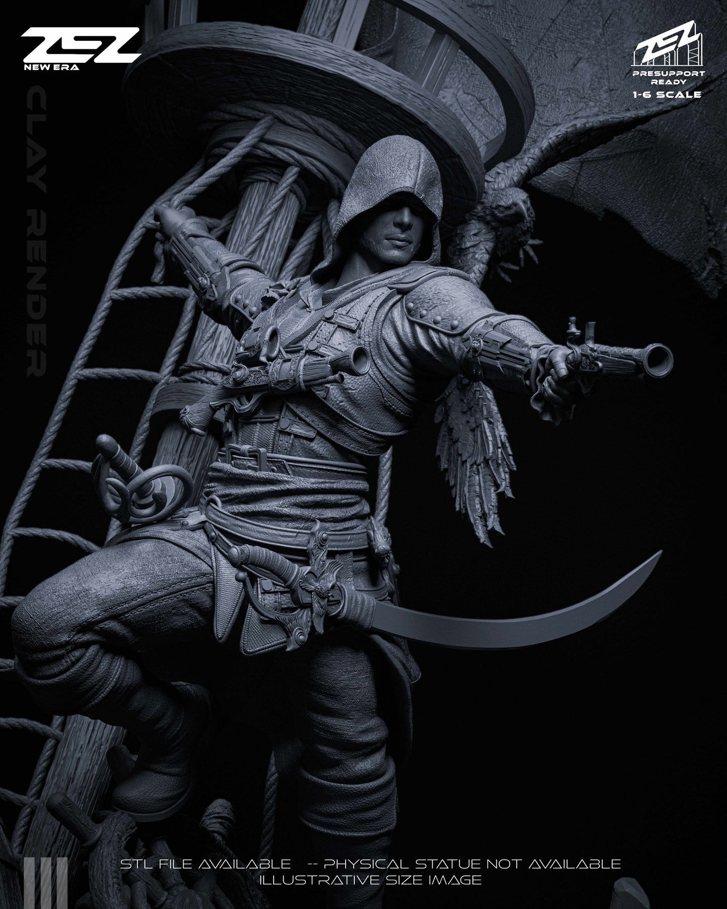 Edward Kenway Statue 3D-Printed Kit