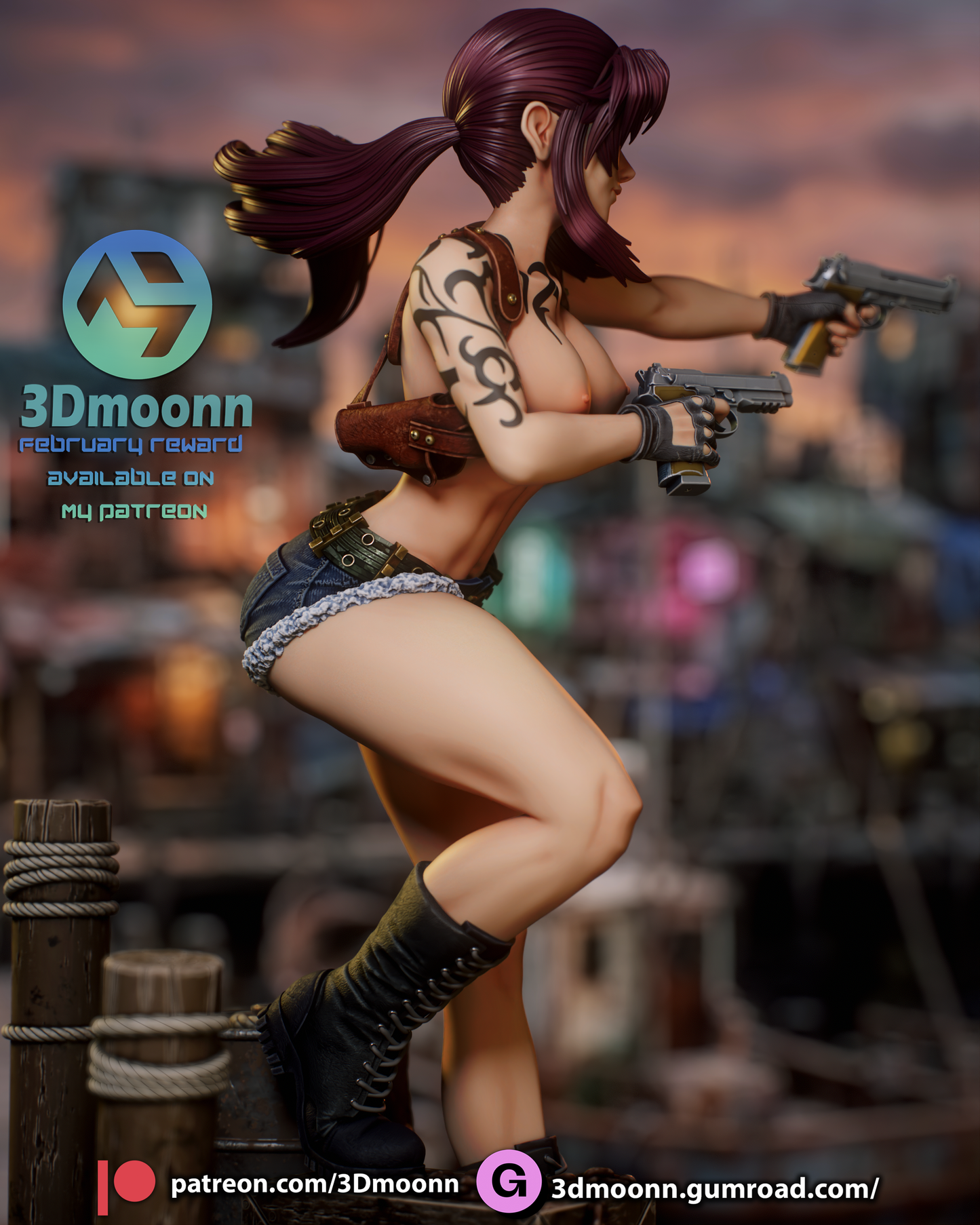 Revy (Black Lagoon) Statue 3D-Printed Kit