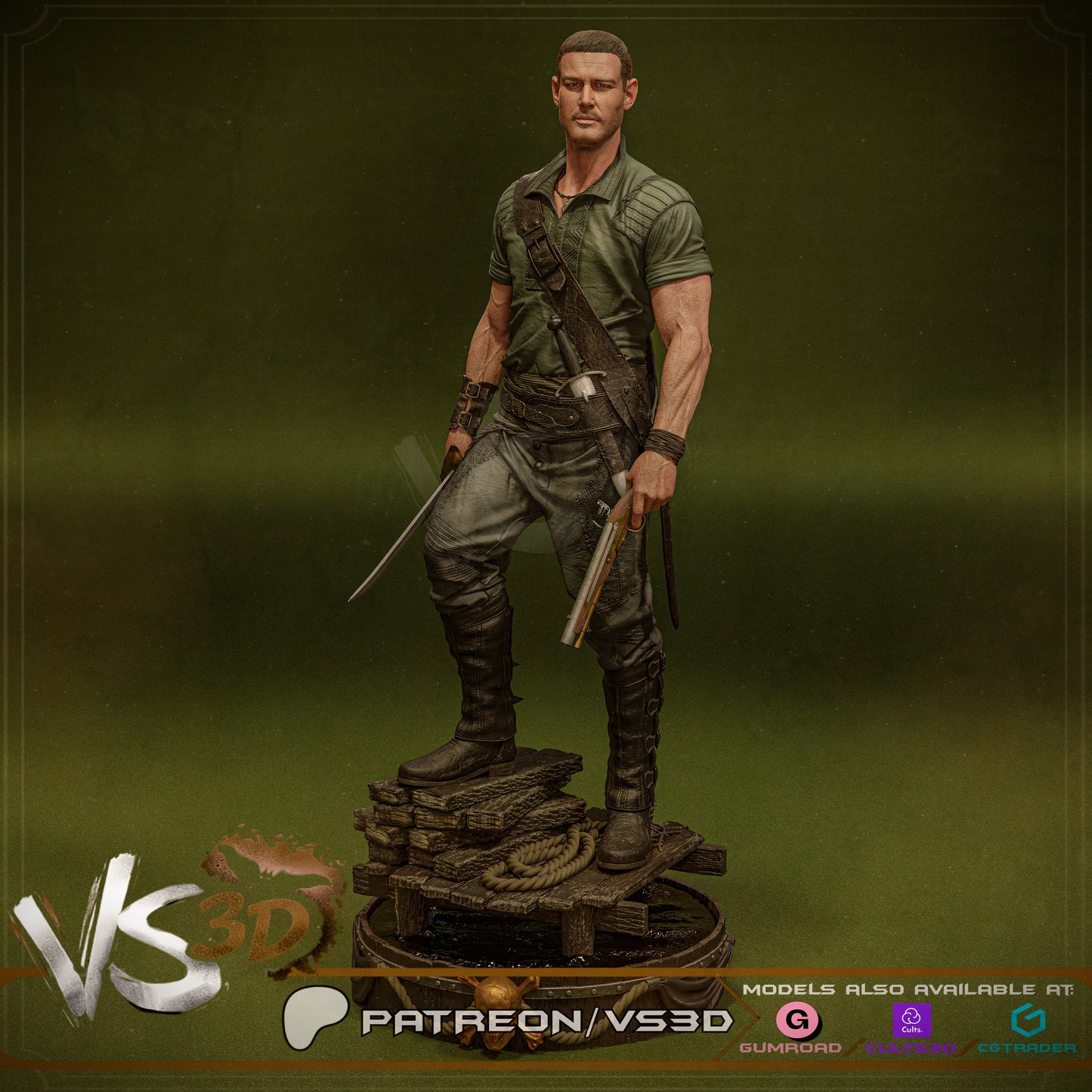 Billy Bones Statue 3D-Printed Kit