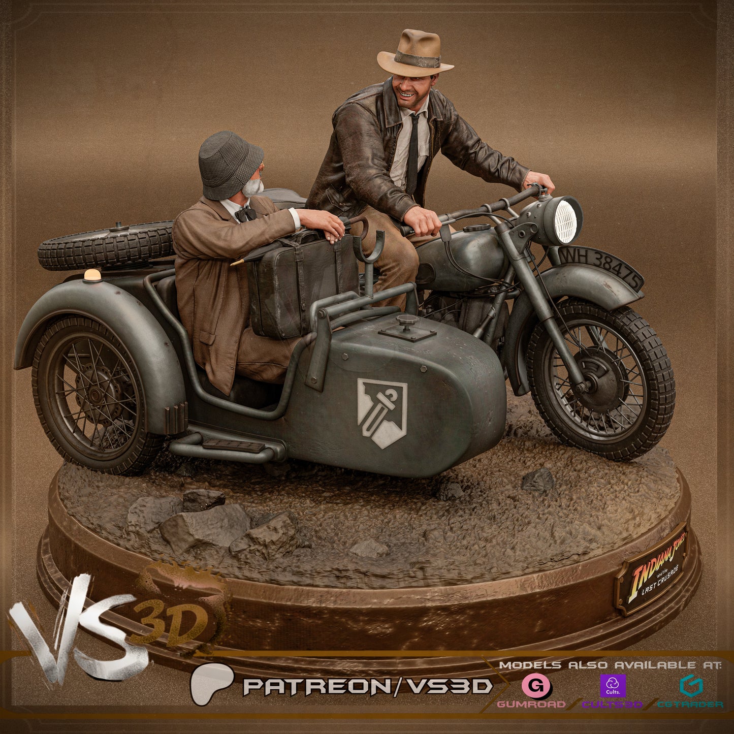 Indiana Jones Diorama Statue 3D-Printed Kit