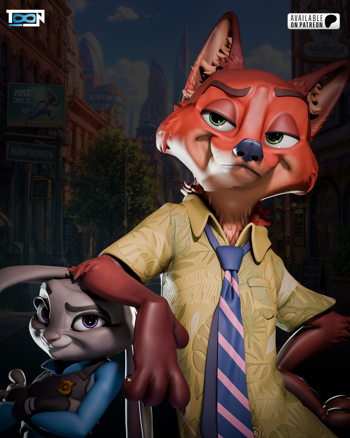 Nick Wylde And Juddy Hopps Statue 3D-Printed Kit