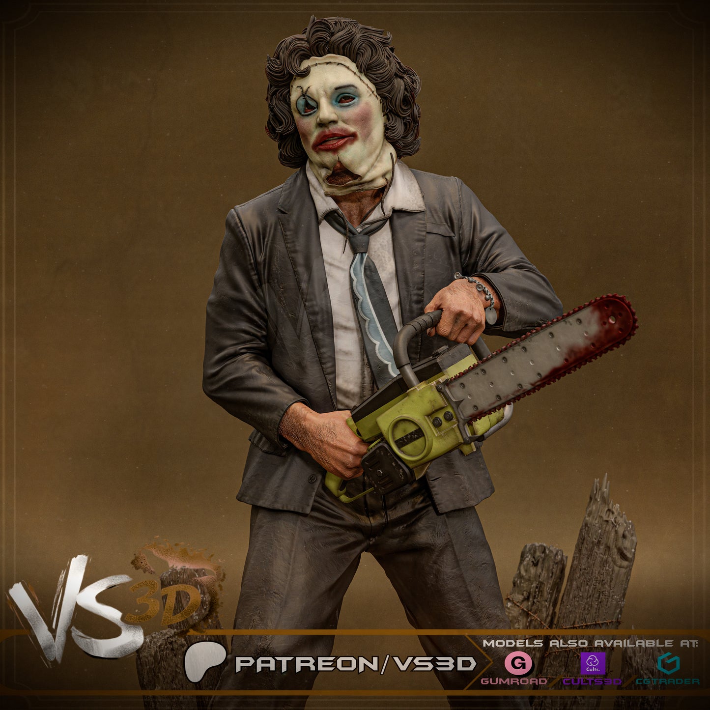 Leatherface Statue 3D-Printed Kit