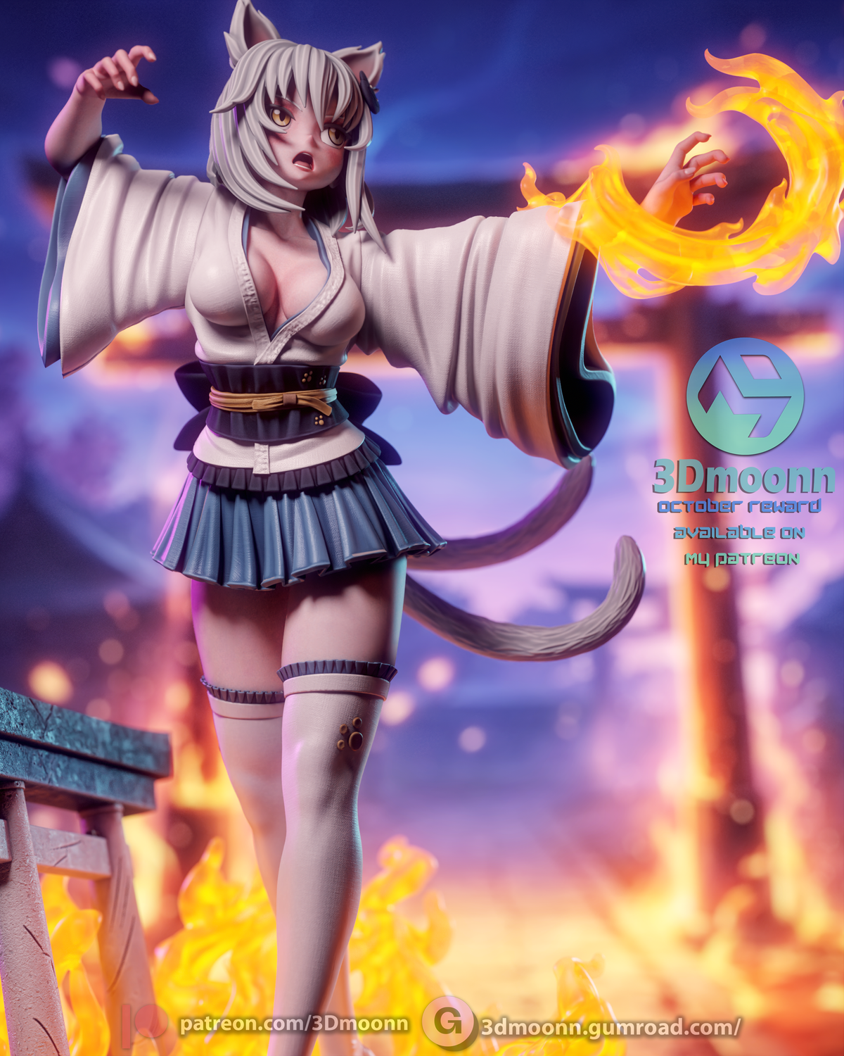 Koneko Toujou Statue 3D-Printed Kit