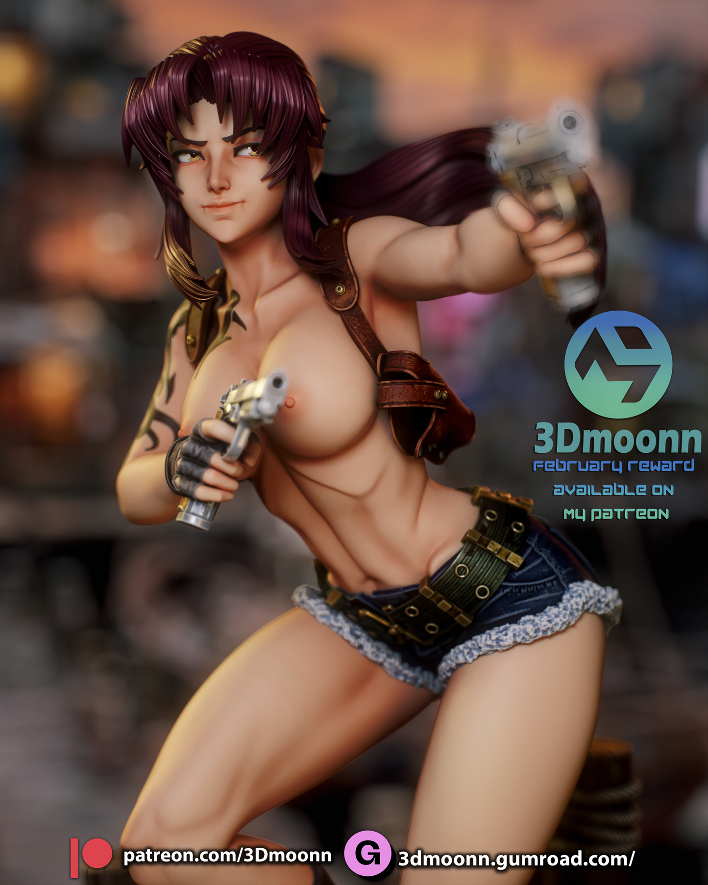 Revy (Black Lagoon) Statue 3D-Printed Kit