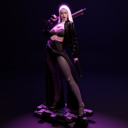 Nun With Gun Statue