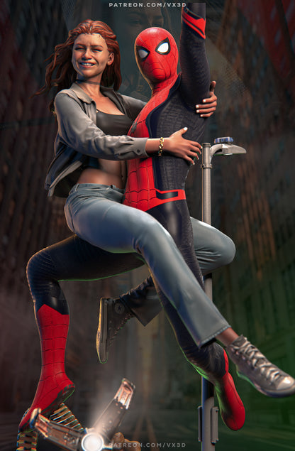 Spiderman And MJ Statue 3D-Printed Kit