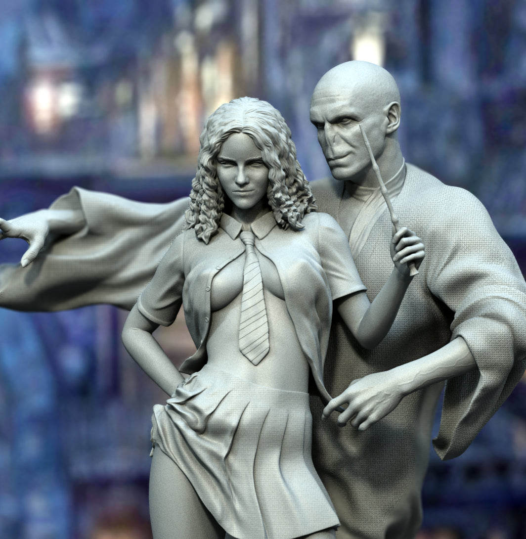 Sorceress And The Dark Lord Statue 3D-Printed Kit