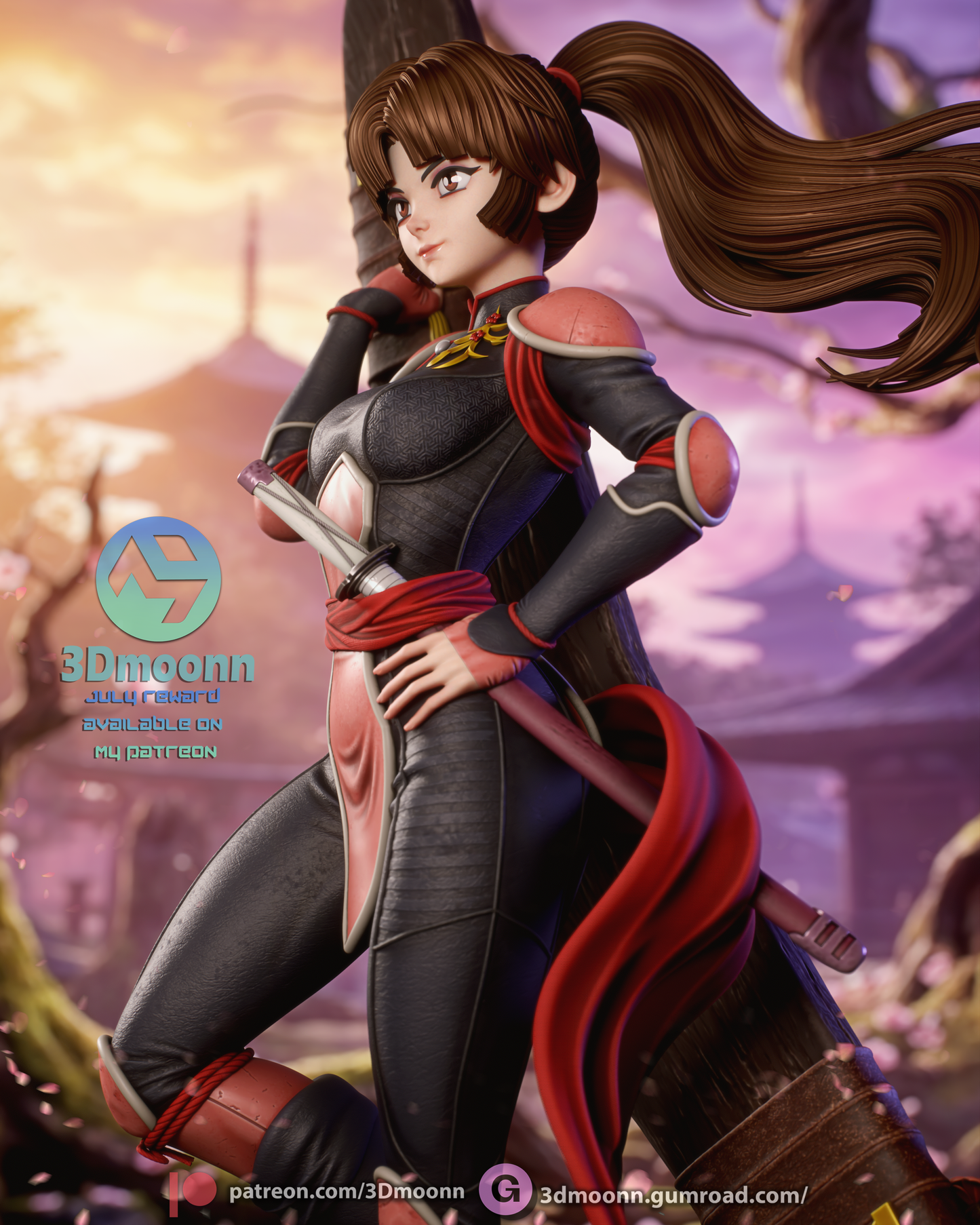 Sango Inuyasha Statue 3D-Printed Kit