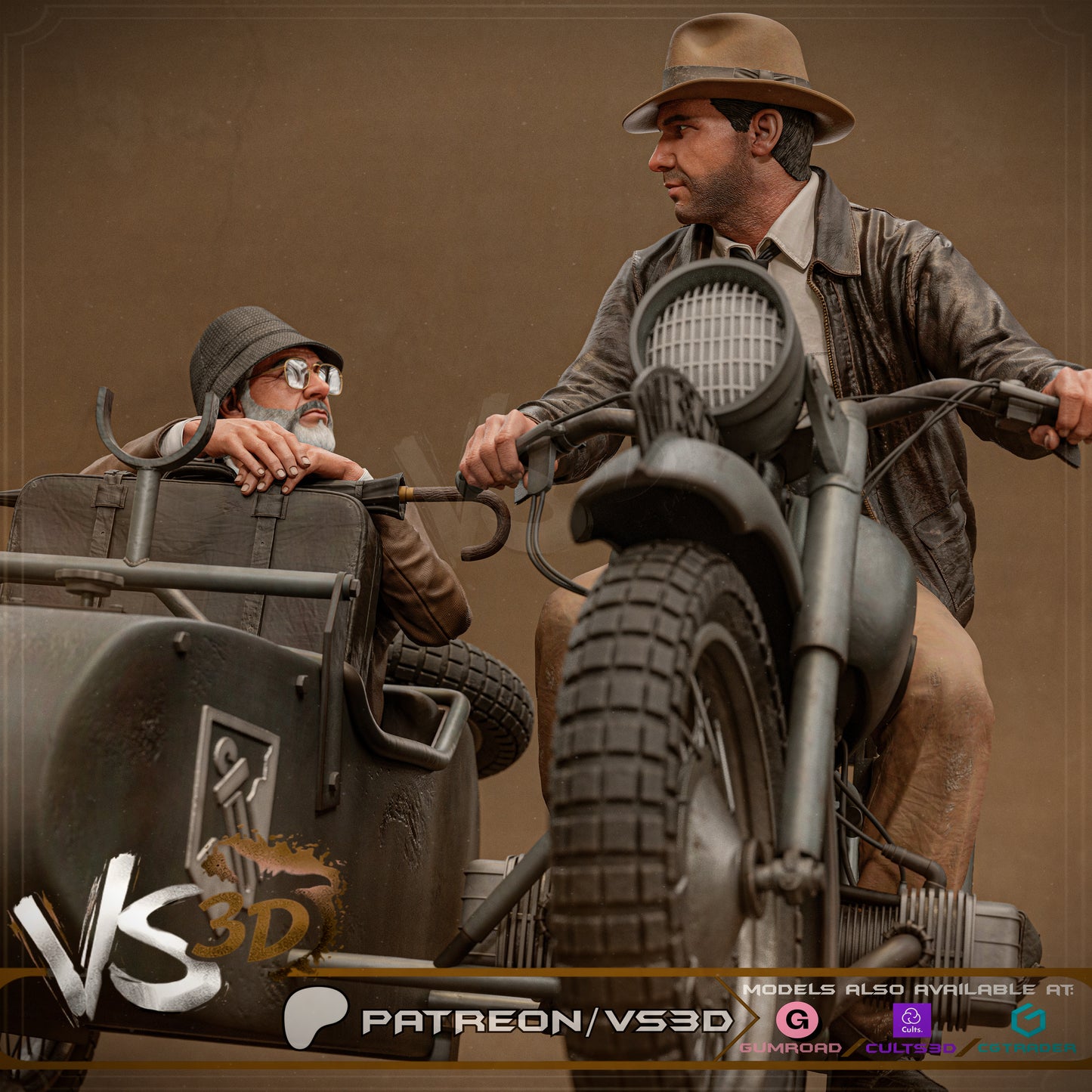 Indiana Jones Diorama Statue 3D-Printed Kit