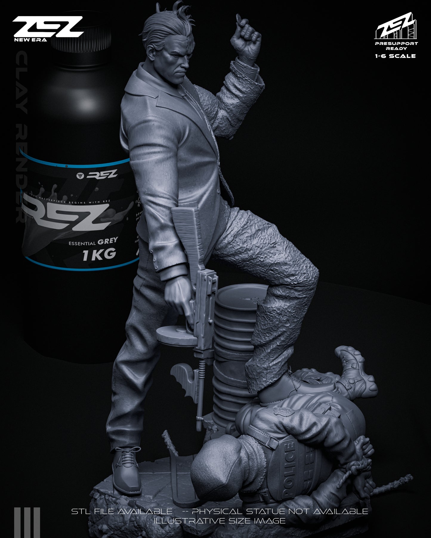 Two Face Statue 3D-Printed Kit