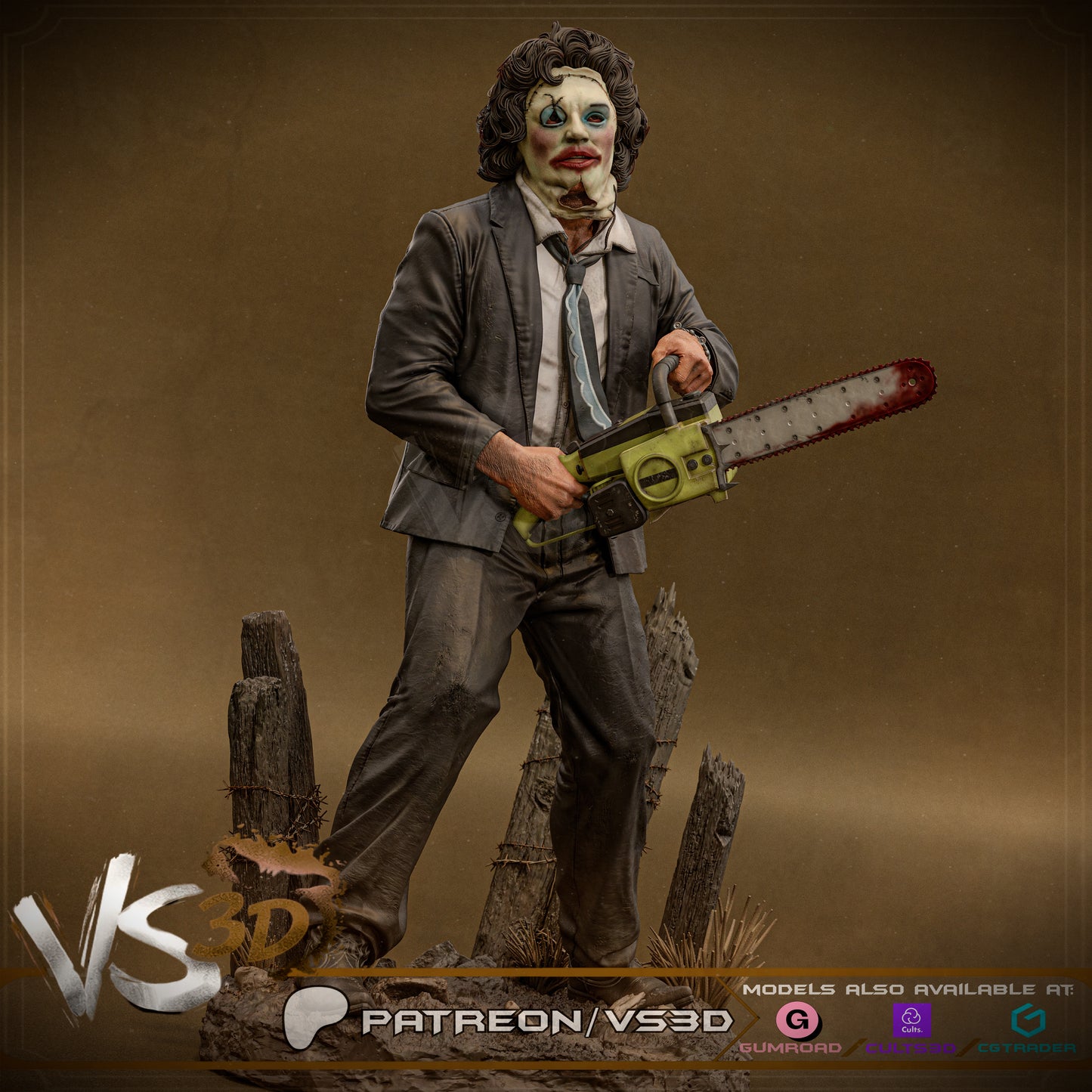 Leatherface Statue 3D-Printed Kit