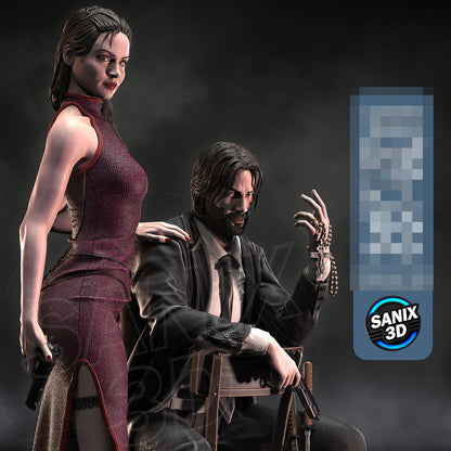 Ballerina & John Wick Statue