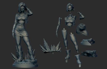 Android 18 Statue 3D-Printed Kit