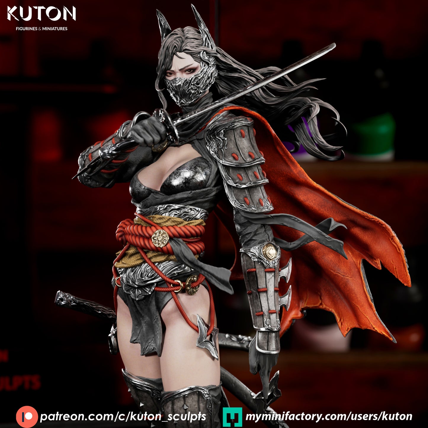 Bat Girl Ronin Statue 3D-Printed Kit