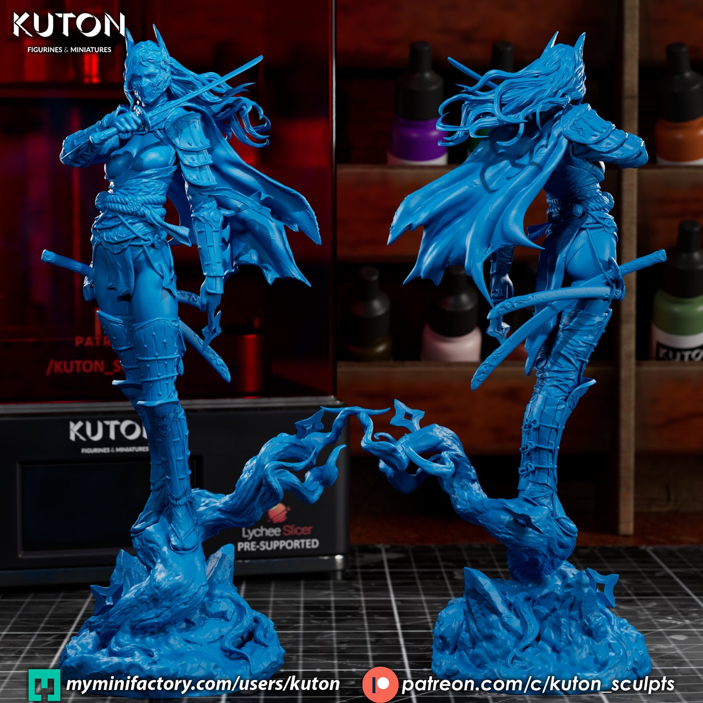 Bat Girl Ronin Statue 3D-Printed Kit