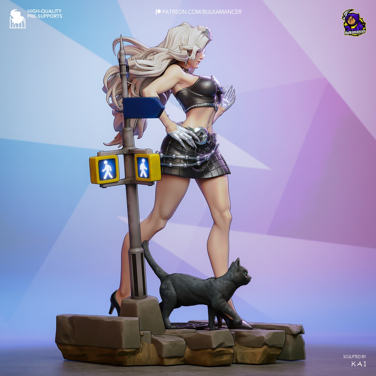 Black Cat Statue 3D-Printed Kit