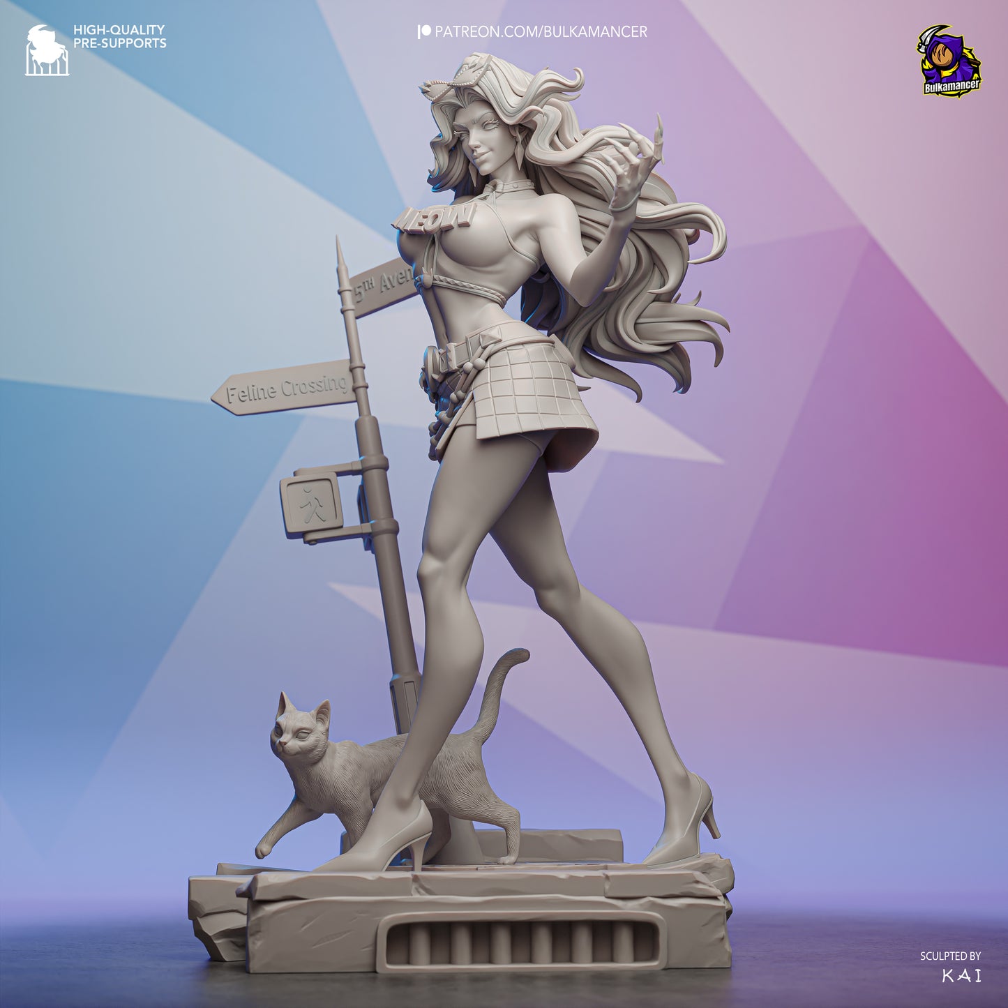 Black Cat Statue 3D-Printed Kit