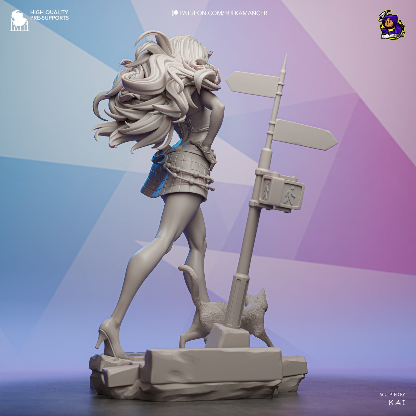 Black Cat Statue 3D-Printed Kit