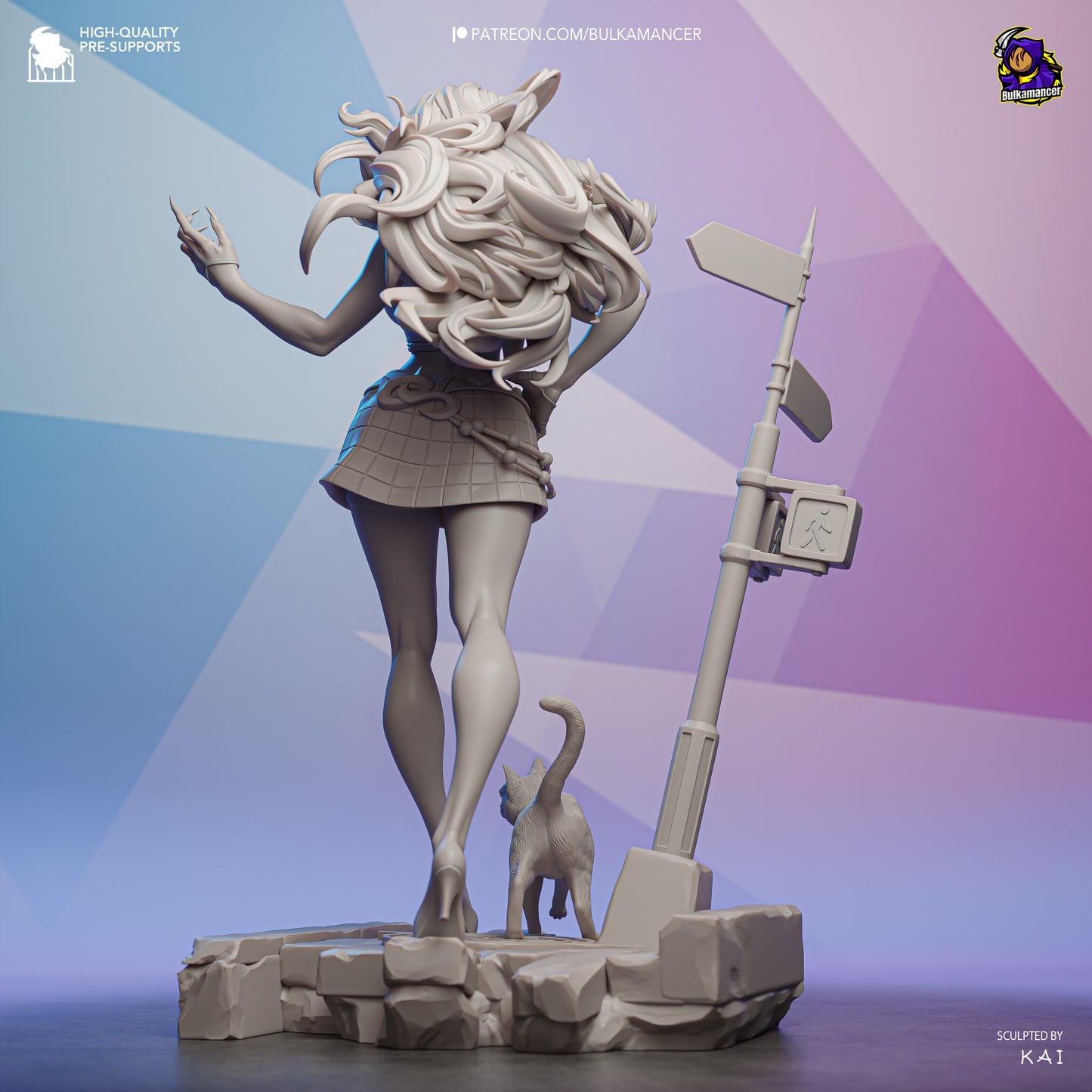 Black Cat Statue 3D-Printed Kit
