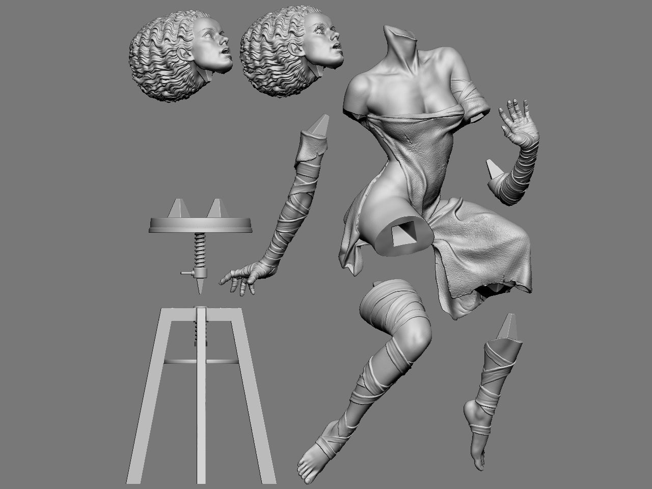 Bride Of Frankentein Statue 3D-Printed Kit