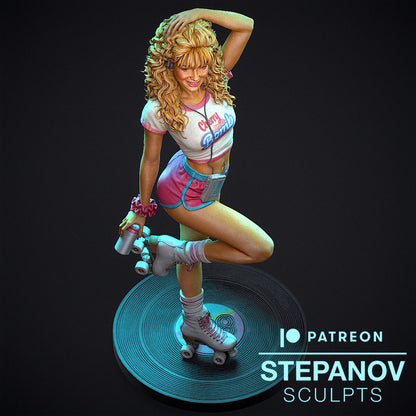 80's Roller Girl Statue 3D-Printed Kit