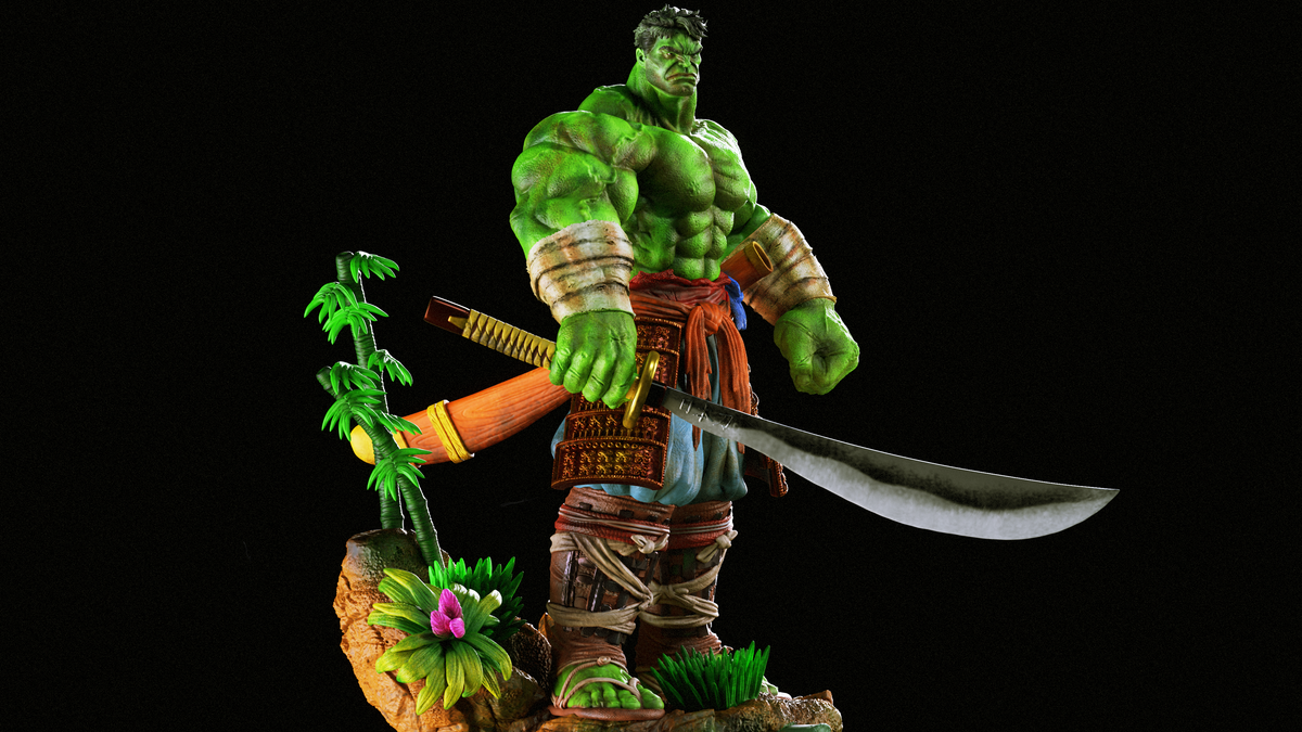 Samurai Hulk Statue 3D-Printed Kit