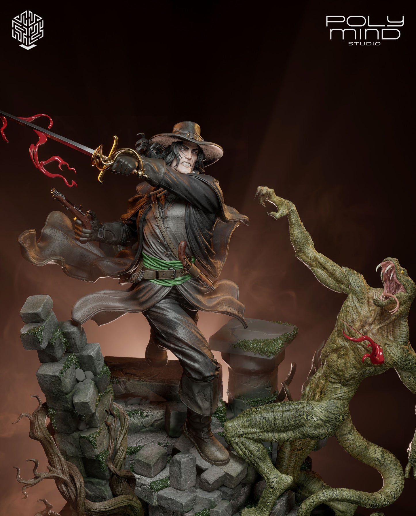 Solomon Kane Statue 3D-Printed Kit