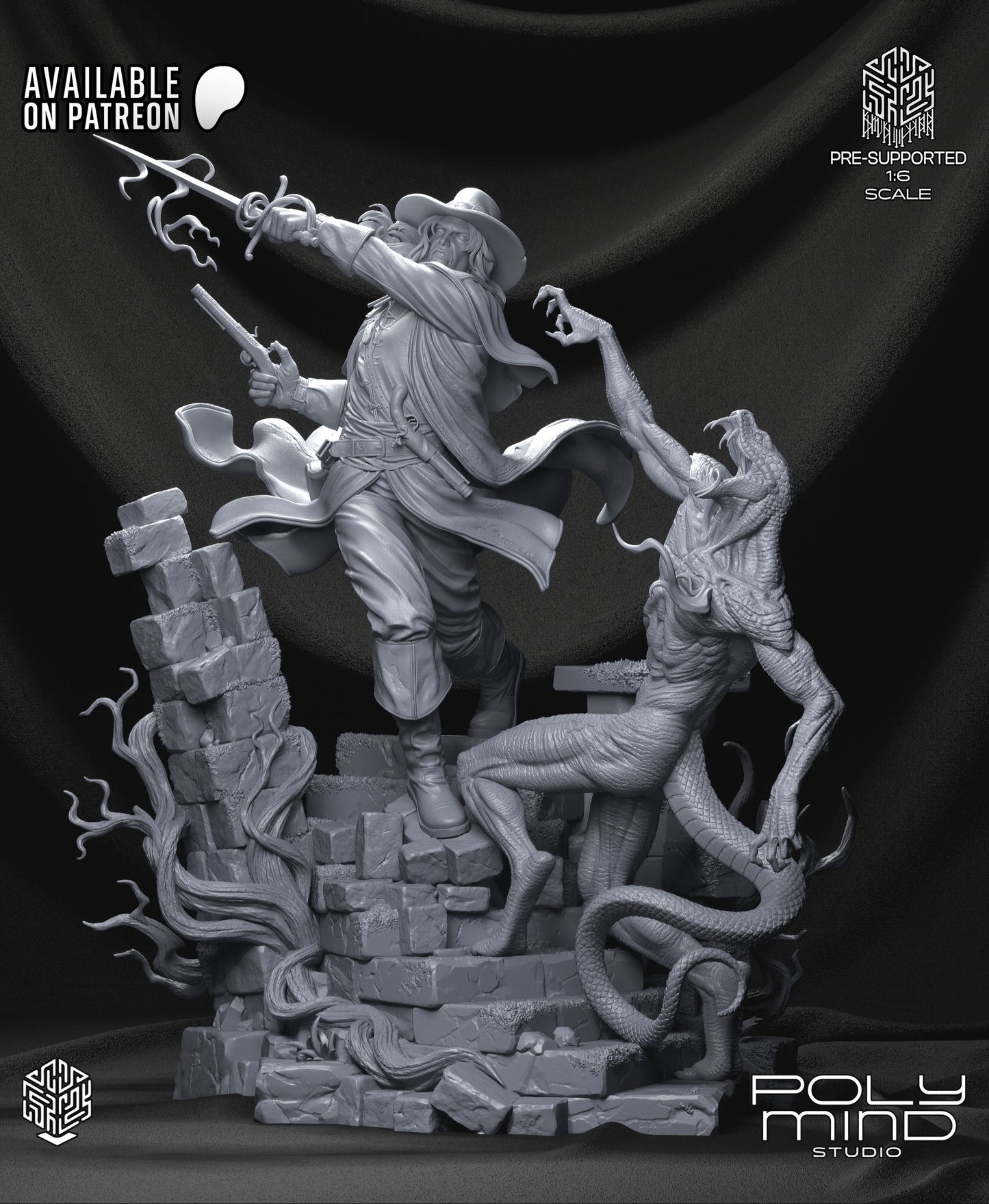 Solomon Kane Statue 3D-Printed Kit