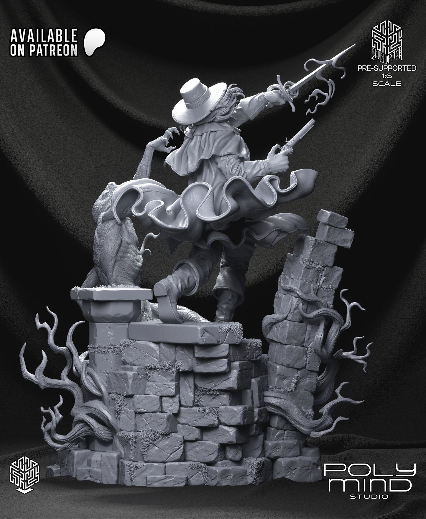 Solomon Kane Statue 3D-Printed Kit