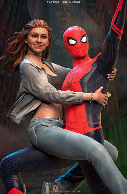 Spiderman And MJ Statue 3D-Printed Kit